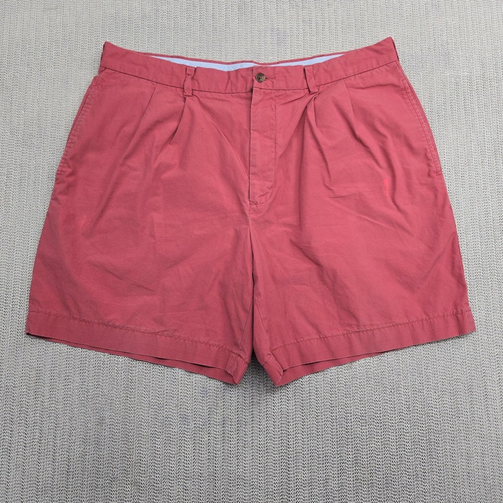 Brooks Brothers Shorts Mens 38 Red Pink Pleated Cotton Casual Classic Summer